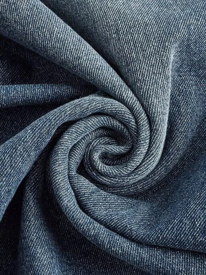 Vải denim xoắn nếp màu xanh